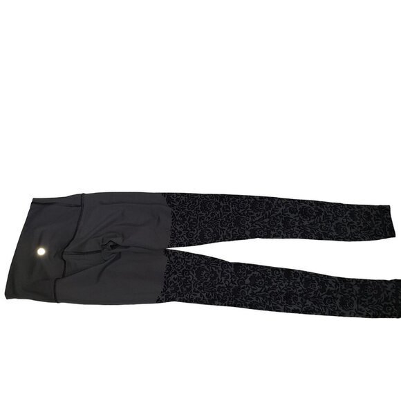 Lululemon Leggings Womens Size 2‎ Gray Charcoal Solid / Floral Design Pre-Owned - Picture 8 of 12